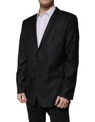 Dolce & Gabbana Black Stripe Wool Single Breasted Blazer -   -  Dolce & Gabbana.