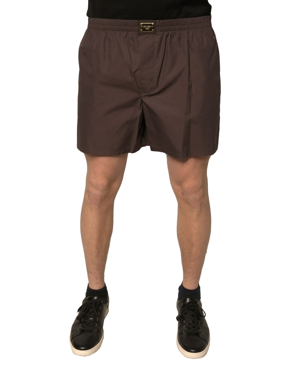 Dolce & Gabbana Brown Cotton Blend Men Mid Waist Shorts -   -  Dolce & Gabbana.