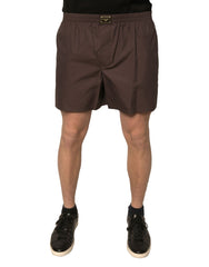 Dolce & Gabbana Brown Cotton Blend Men Mid Waist Shorts -   -  Dolce & Gabbana.