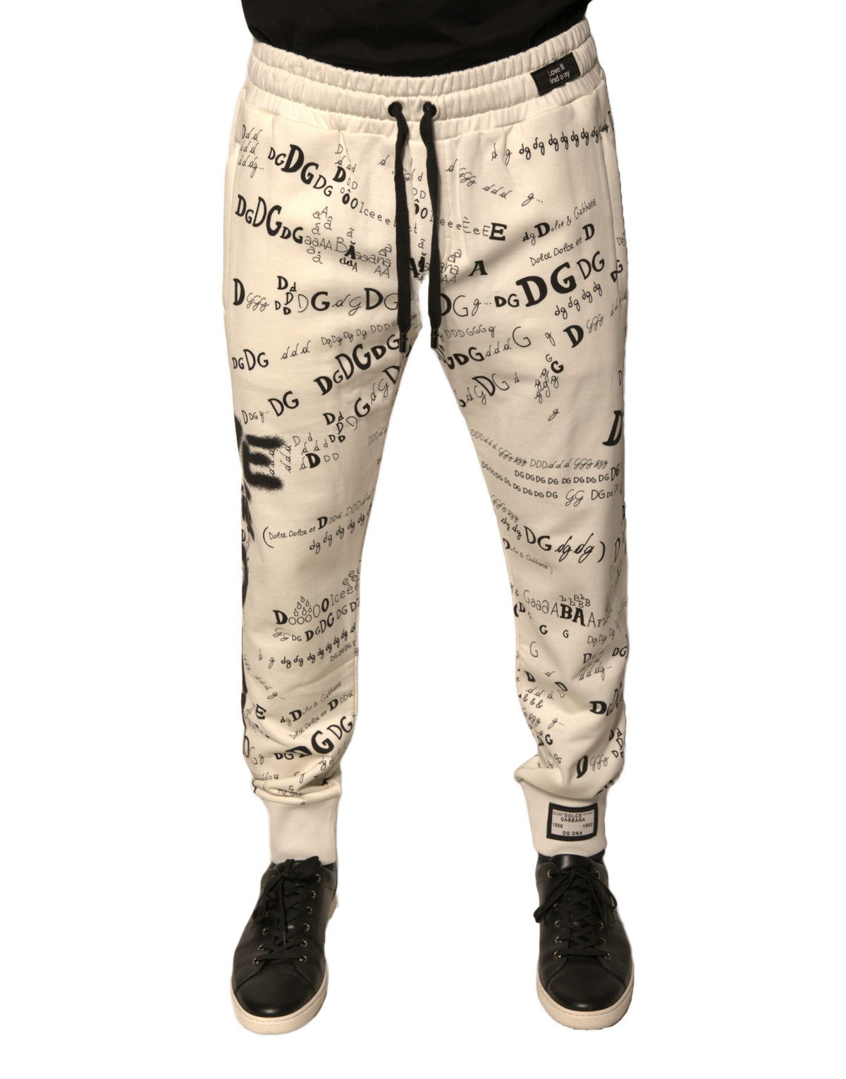 Dolce & Gabbana White Printed Cotton Jogger Sweatpants Pants -   -  Dolce & Gabbana.