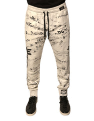Dolce & Gabbana White Printed Cotton Jogger Sweatpants Pants -   -  Dolce & Gabbana.
