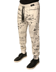Dolce & Gabbana White Printed Cotton Jogger Sweatpants Pants -   -  Dolce & Gabbana.