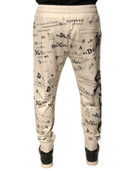 Dolce & Gabbana White Printed Cotton Jogger Sweatpants Pants -   -  Dolce & Gabbana.