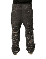 Dolce & Gabbana Gray Tattered Cotton Straight Men Denim Jeans -   -  Dolce & Gabbana.