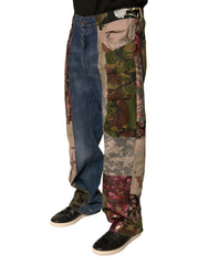 Dolce & Gabbana Blue Patchwork Cotton Straight Denim Jeans -   -  Dolce & Gabbana.