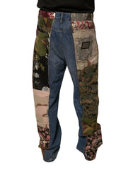 Dolce & Gabbana Blue Patchwork Cotton Straight Denim Jeans -   -  Dolce & Gabbana.