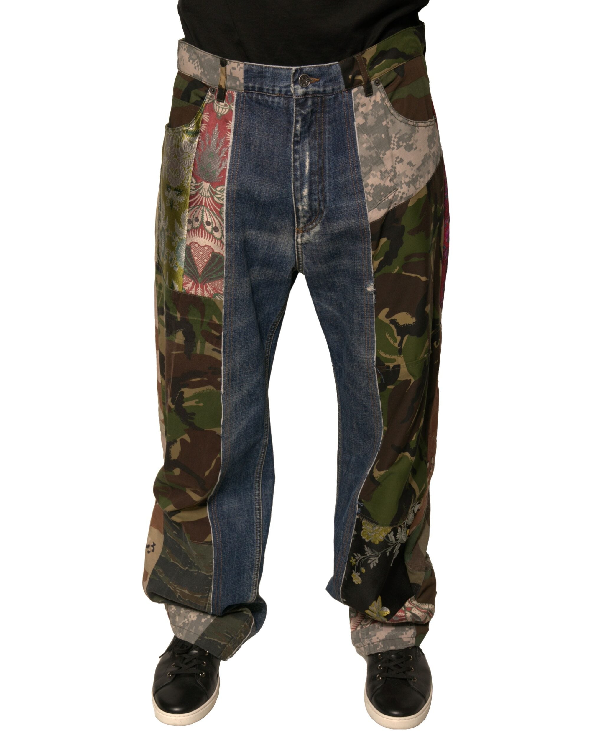 Dolce & Gabbana Blue Patchwork Cotton Straight Denim Jeans -   -  Dolce & Gabbana. Dolce & Gabbana Blue Patchwork Cotton Straight Denim Jeans -   -  Dolce & Gabbana.