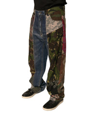 Dolce & Gabbana Blue Patchwork Cotton Straight Denim Jeans -   -  Dolce & Gabbana.