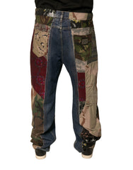 Dolce & Gabbana Blue Patchwork Cotton Straight Denim Jeans -   -  Dolce & Gabbana.