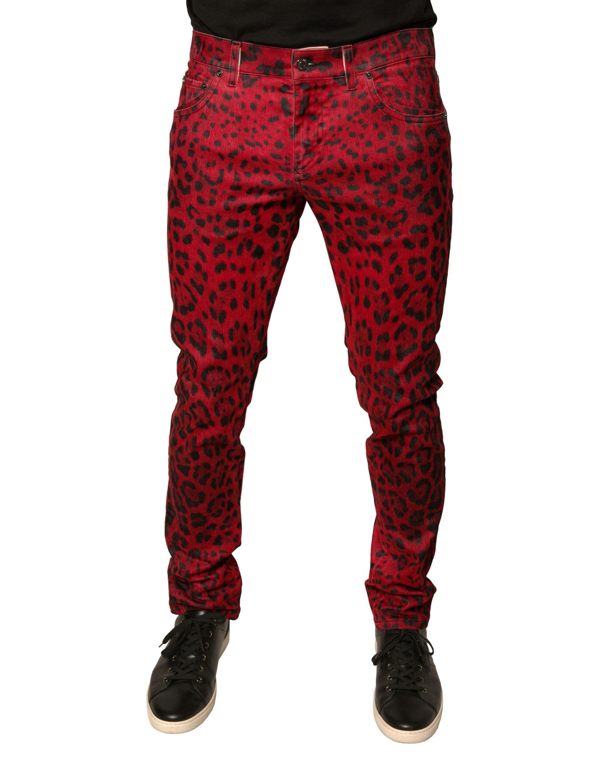 Dolce & Gabbana Red Leopard Cotton Stretch Skinny Denim Jeans -   -  Dolce & Gabbana.