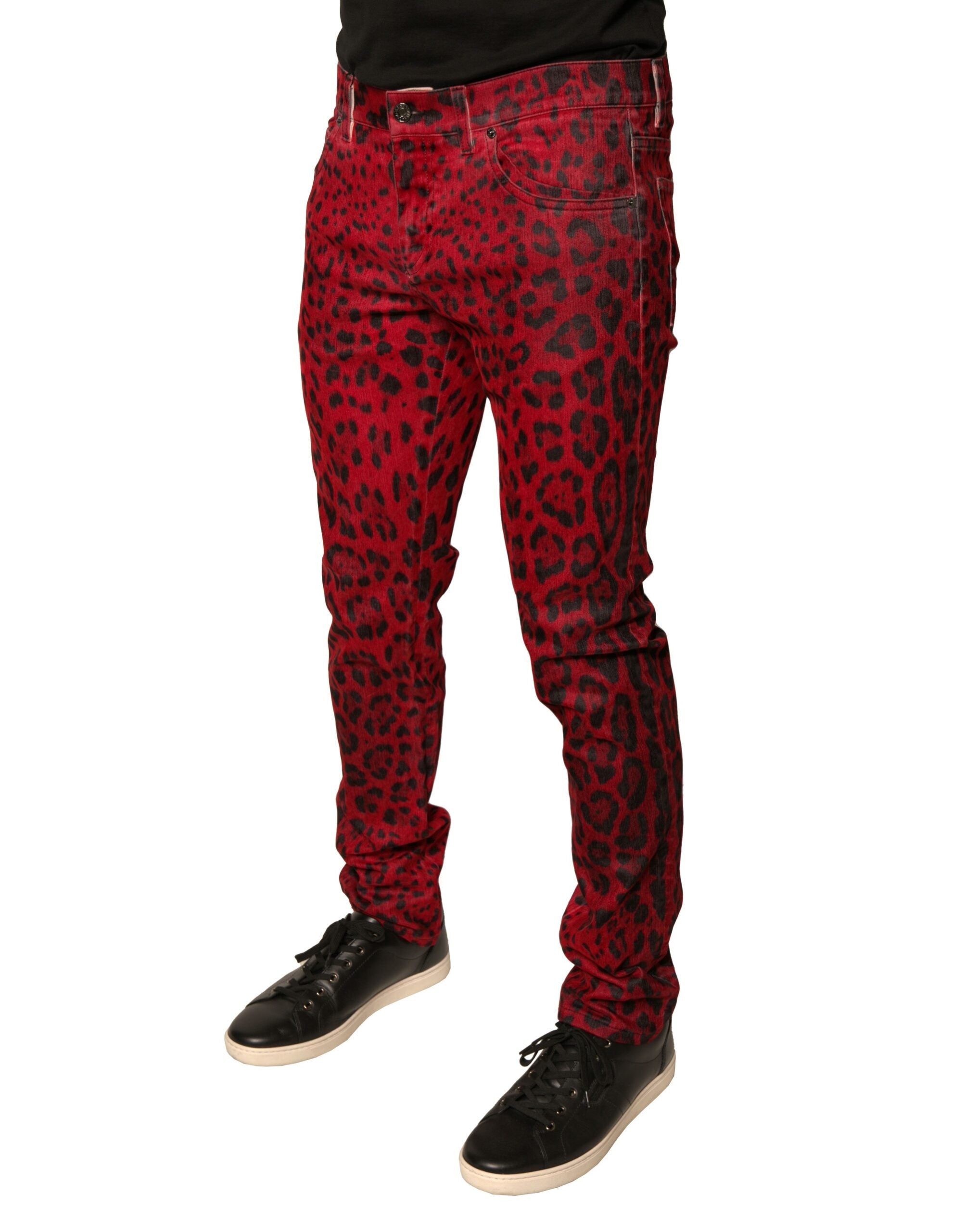 Dolce & Gabbana Red Leopard Cotton Stretch Skinny Denim Jeans -   -  Dolce & Gabbana. Dolce & Gabbana Red Leopard Cotton Stretch Skinny Denim Jeans -   -  Dolce & Gabbana.