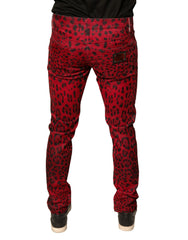 Dolce & Gabbana Red Leopard Cotton Stretch Skinny Denim Jeans -   -  Dolce & Gabbana.