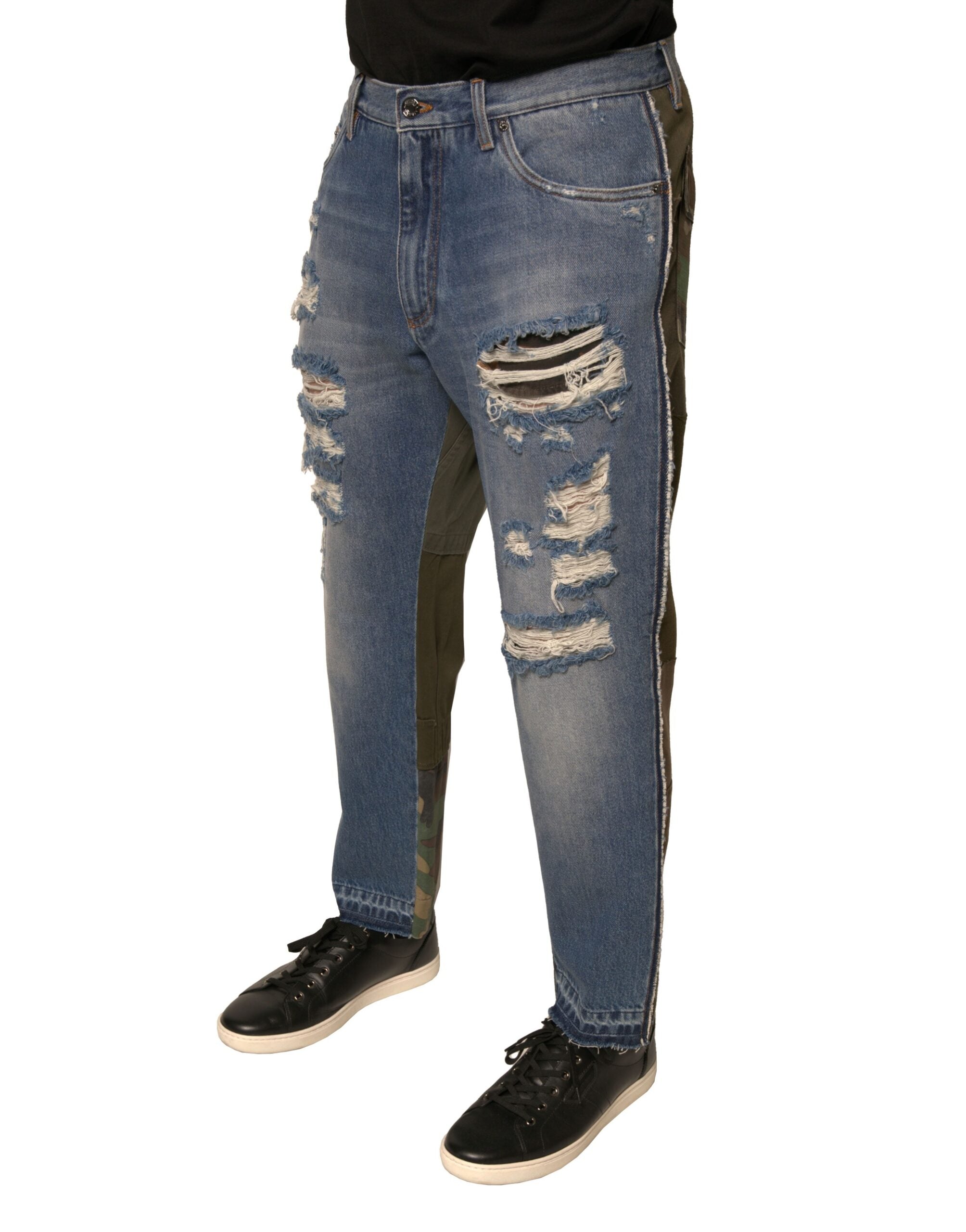 Dolce & Gabbana Blue Tattered Straight Cropped Denim Jeans -   -  Dolce & Gabbana. Dolce & Gabbana Blue Tattered Straight Cropped Denim Jeans -   -  Dolce & Gabbana.