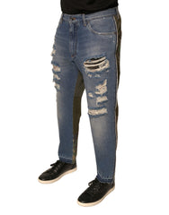 Dolce & Gabbana Blue Tattered Straight Cropped Denim Jeans -   -  Dolce & Gabbana.