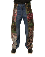 Dolce & Gabbana Blue Patchwork Cotton Straight Denim Jeans -   -  Dolce & Gabbana.