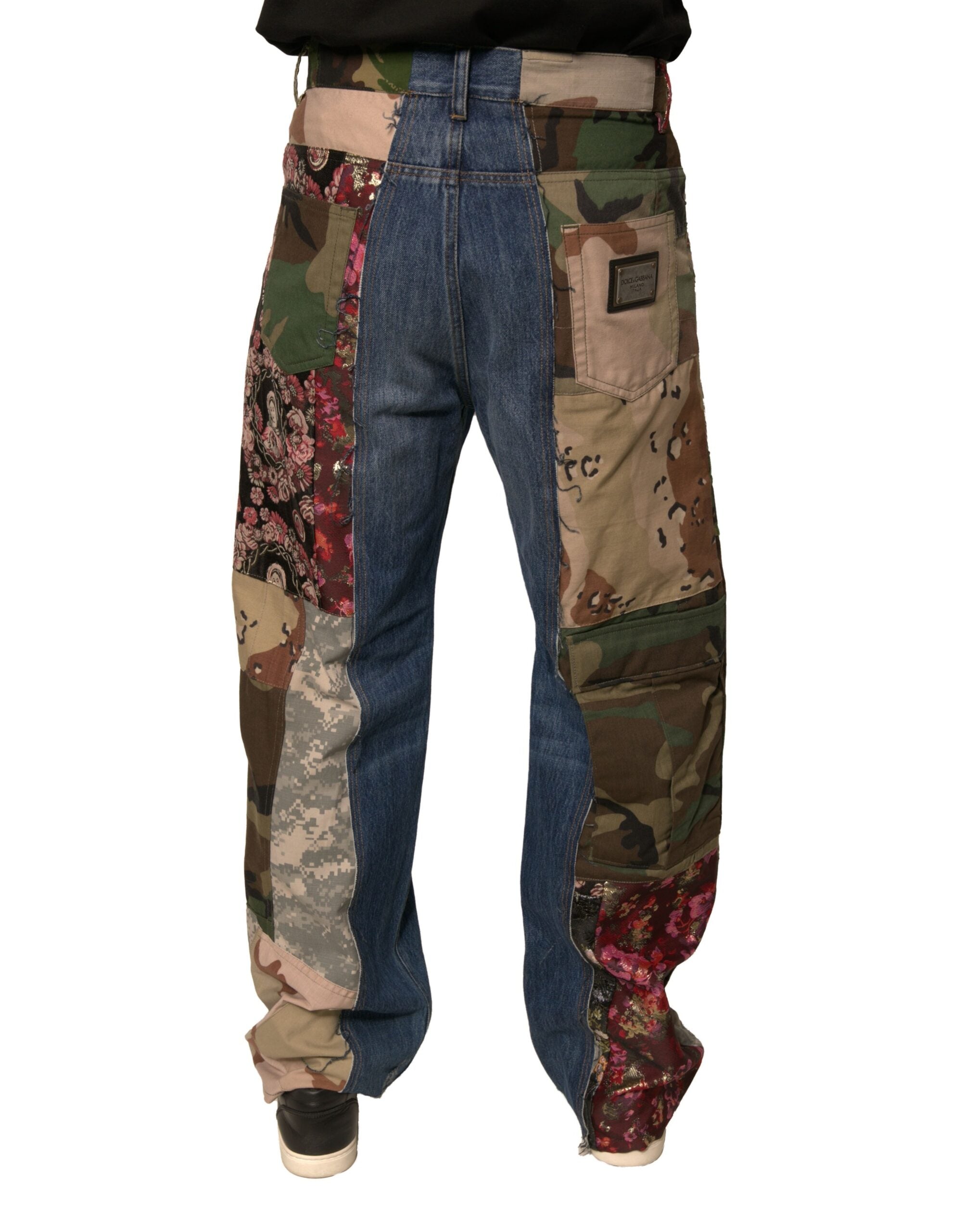 Dolce & Gabbana Blue Patchwork Cotton Straight Denim Jeans -   -  Dolce & Gabbana. Dolce & Gabbana Blue Patchwork Cotton Straight Denim Jeans -   -  Dolce & Gabbana.