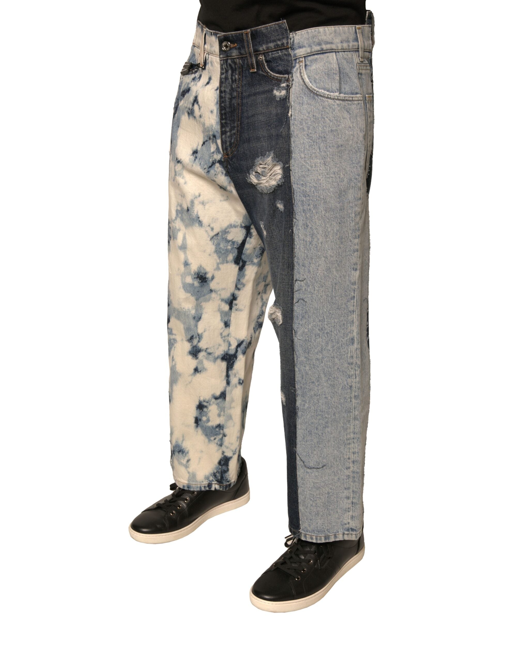 Dolce & Gabbana Multicolor Patchwork Cotton Straight Men Denim Jeans -   -  Dolce & Gabbana. Dolce & Gabbana Multicolor Patchwork Cotton Straight Men Denim Jeans -   -  Dolce & Gabbana.