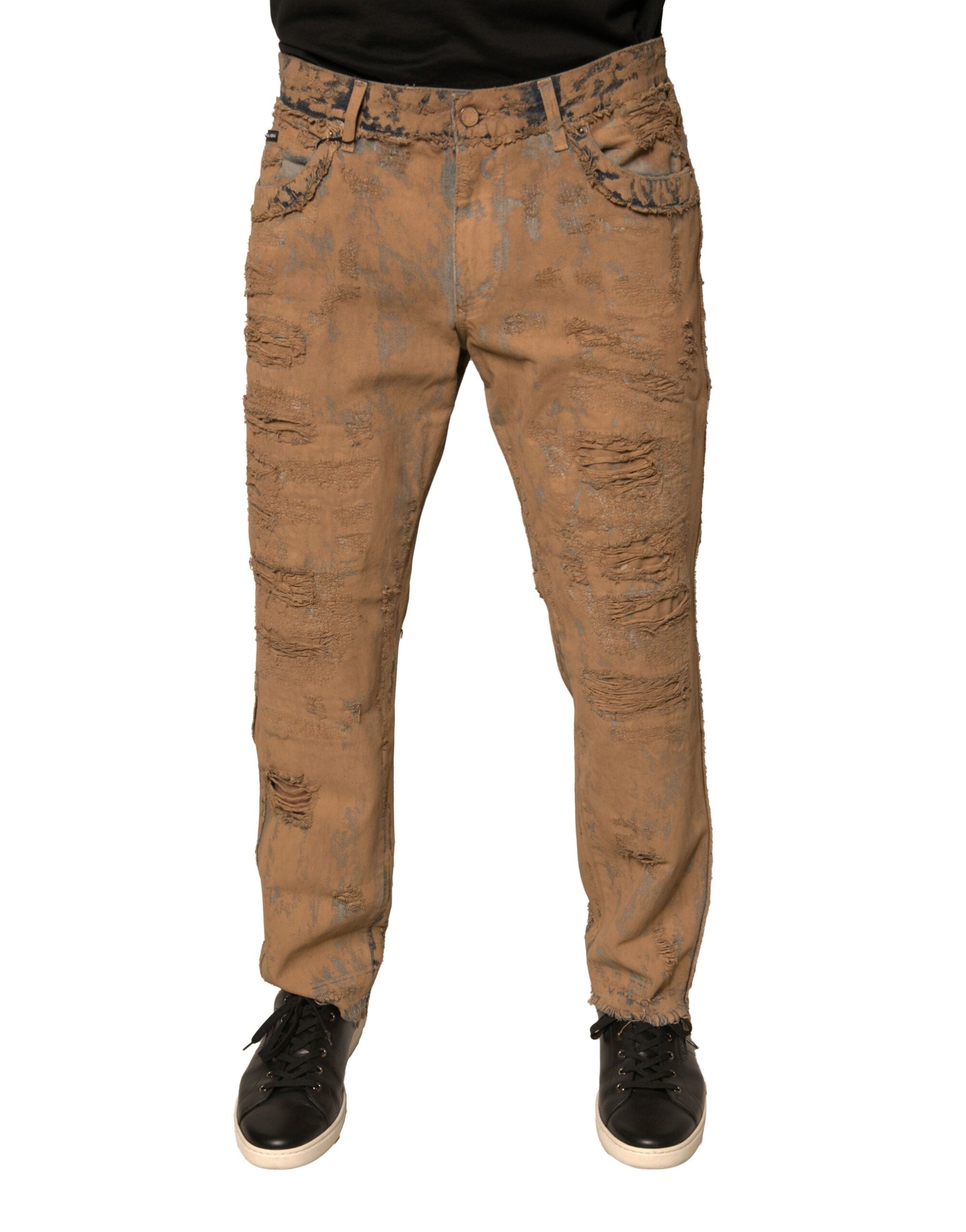 Dolce & Gabbana Brown Tattered Cotton Skinny Denim Jeans -   -  Dolce & Gabbana.