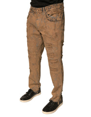 Dolce & Gabbana Brown Tattered Cotton Skinny Denim Jeans -   -  Dolce & Gabbana.