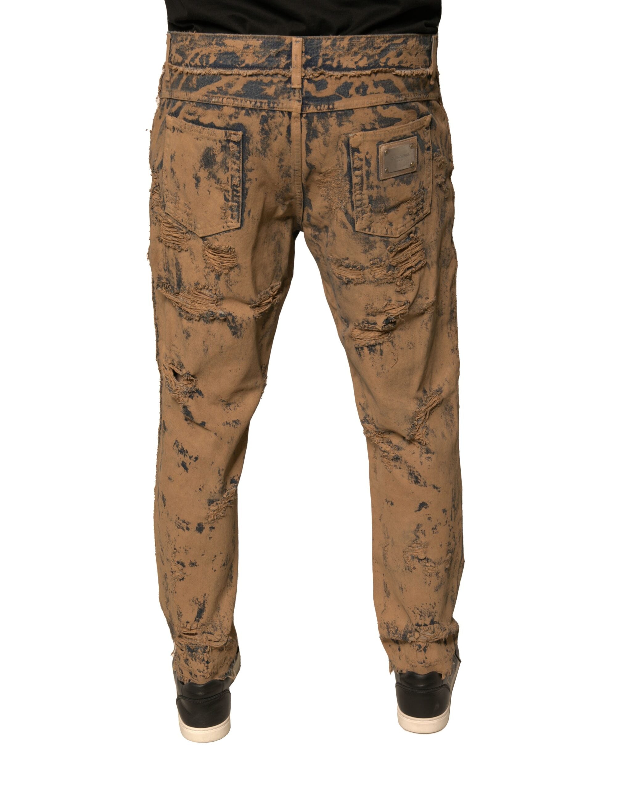 Dolce & Gabbana Brown Tattered Cotton Skinny Denim Jeans -   -  Dolce & Gabbana. Dolce & Gabbana Brown Tattered Cotton Skinny Denim Jeans -   -  Dolce & Gabbana.