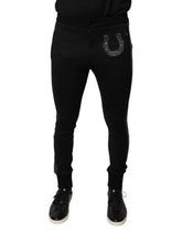Dolce & Gabbana Black Horseshoe Embellished Wool Slim Fit Pants -   -  Dolce & Gabbana.