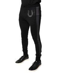 Dolce & Gabbana Black Horseshoe Embellished Wool Slim Fit Pants -   -  Dolce & Gabbana.