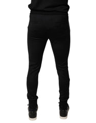 Dolce & Gabbana Black Horseshoe Embellished Wool Slim Fit Pants -   -  Dolce & Gabbana.