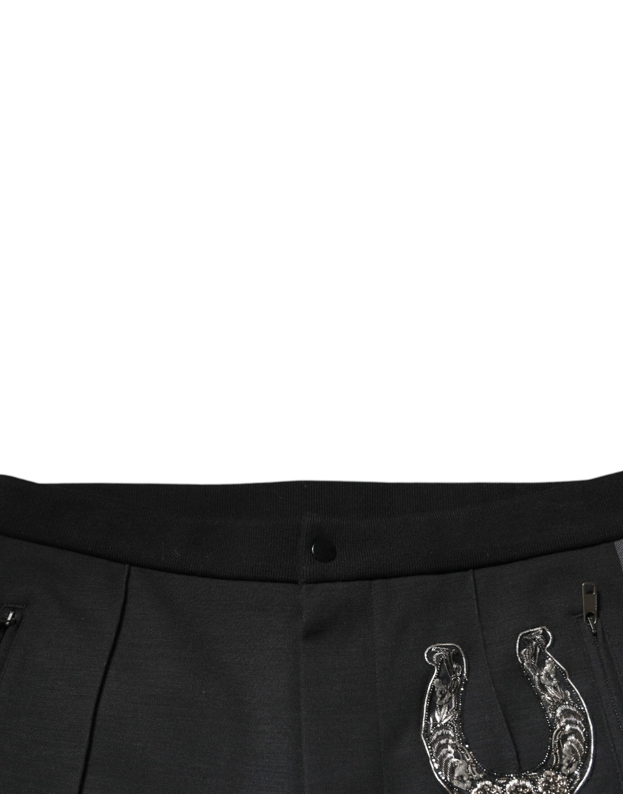 Dolce & Gabbana Black Horseshoe Embellished Wool Slim Fit Pants -   -  Dolce & Gabbana. Dolce & Gabbana Black Horseshoe Embellished Wool Slim Fit Pants -   -  Dolce & Gabbana.