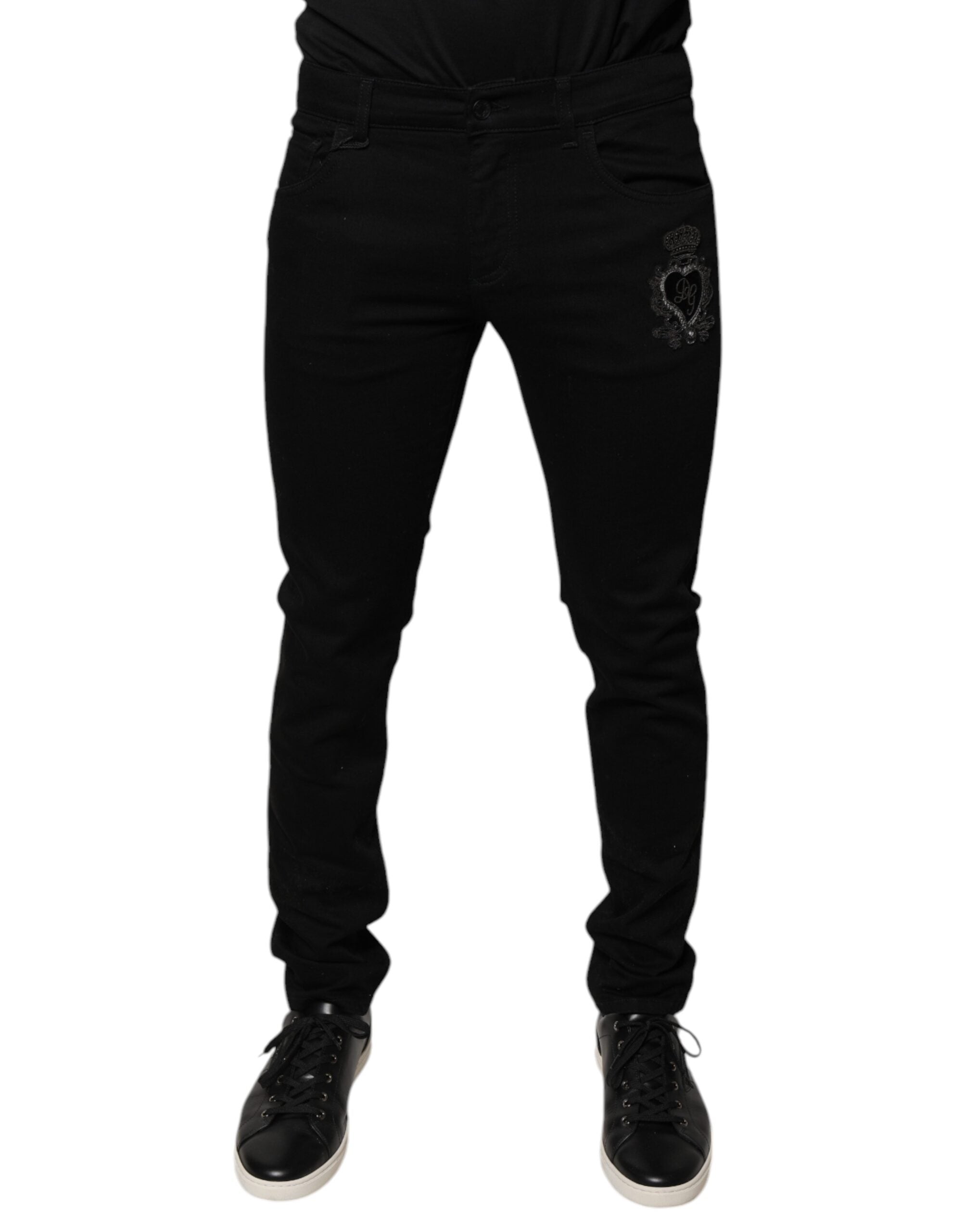 Dolce & Gabbana Black DG Crown Logo Cotton Skinny Denim Jeans -   -  Dolce & Gabbana.