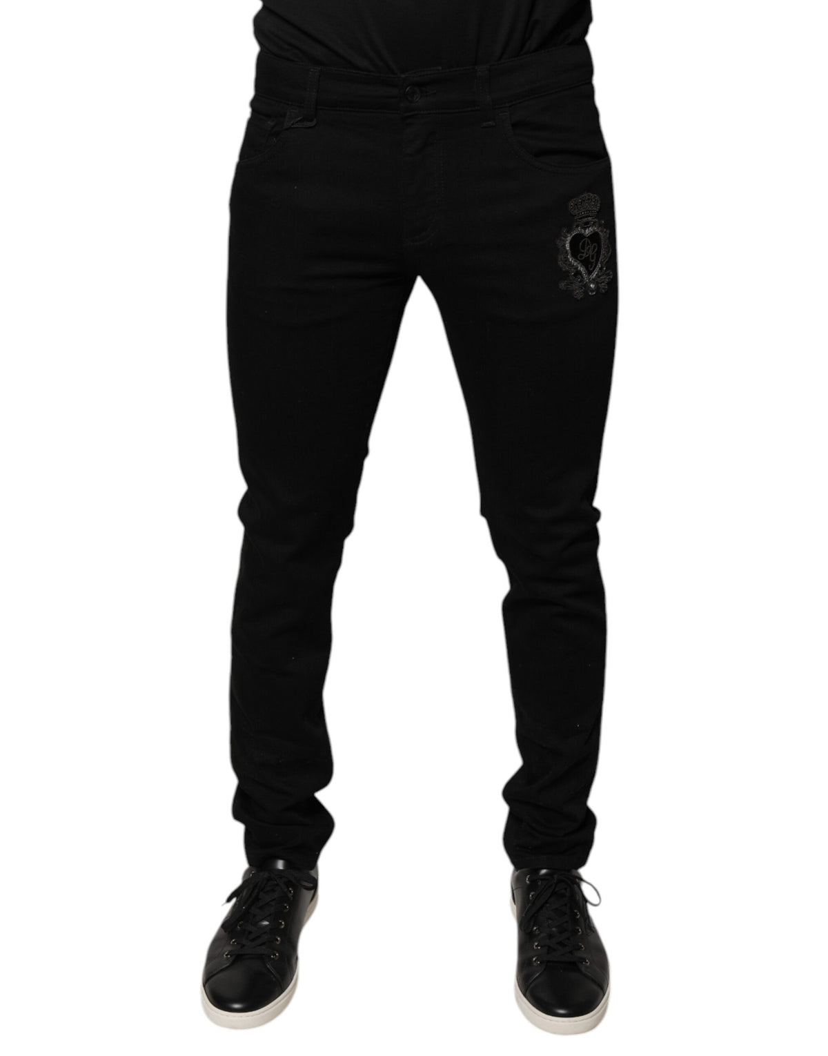 Dolce & Gabbana Black DG Crown Logo Cotton Skinny Denim Jeans -   -  Dolce & Gabbana.