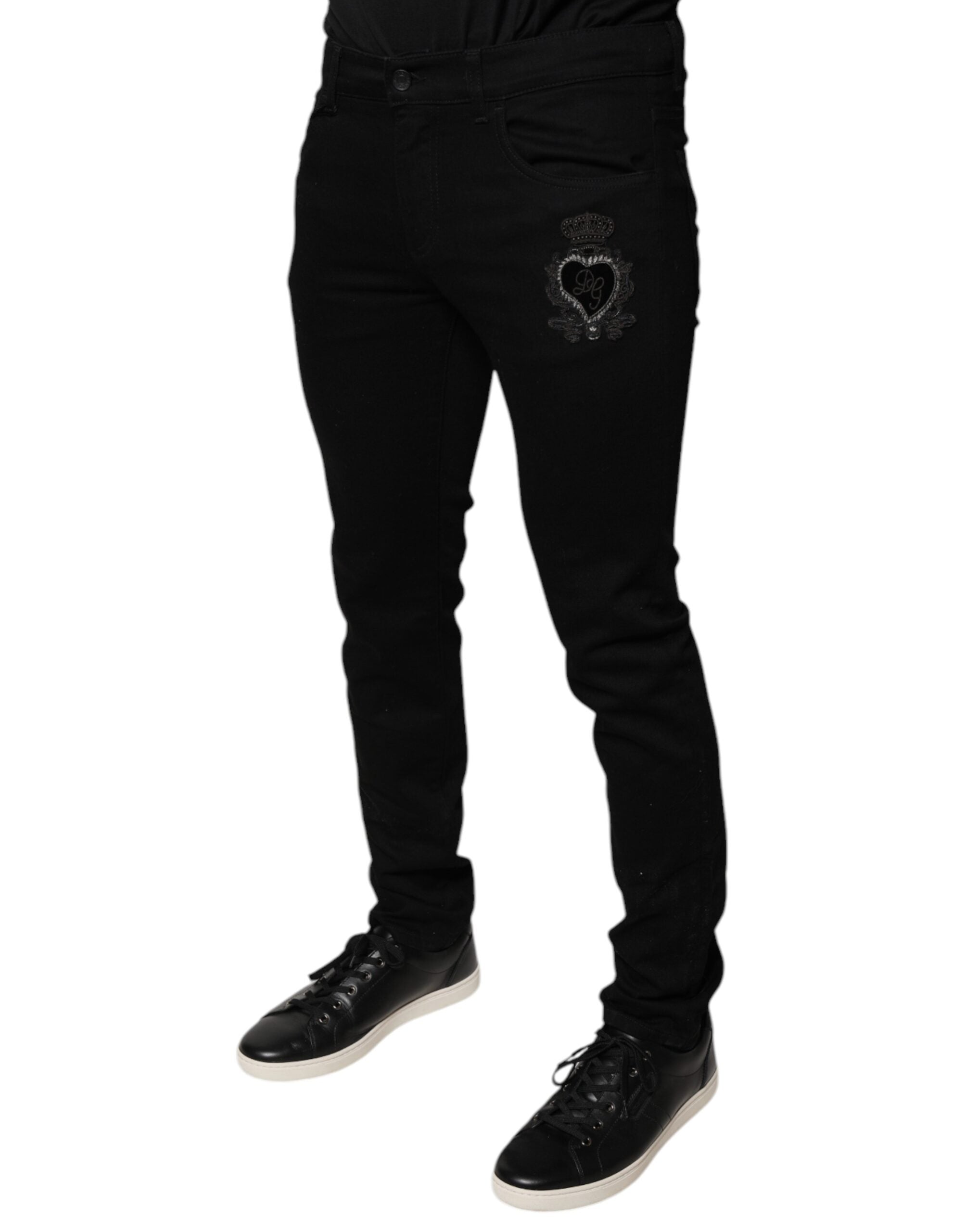 Dolce & Gabbana Black DG Crown Logo Cotton Skinny Denim Jeans -   -  Dolce & Gabbana. Dolce & Gabbana Black DG Crown Logo Cotton Skinny Denim Jeans -   -  Dolce & Gabbana.