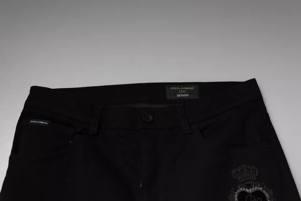 Dolce & Gabbana Black DG Crown Logo Cotton Skinny Denim Jeans -   -  Dolce & Gabbana. Dolce & Gabbana Black DG Crown Logo Cotton Skinny Denim Jeans -   -  Dolce & Gabbana.