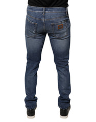 Dolce & Gabbana Blue Tattered Cotton Stretch Skinny Denim Jeans -   -  Dolce & Gabbana.