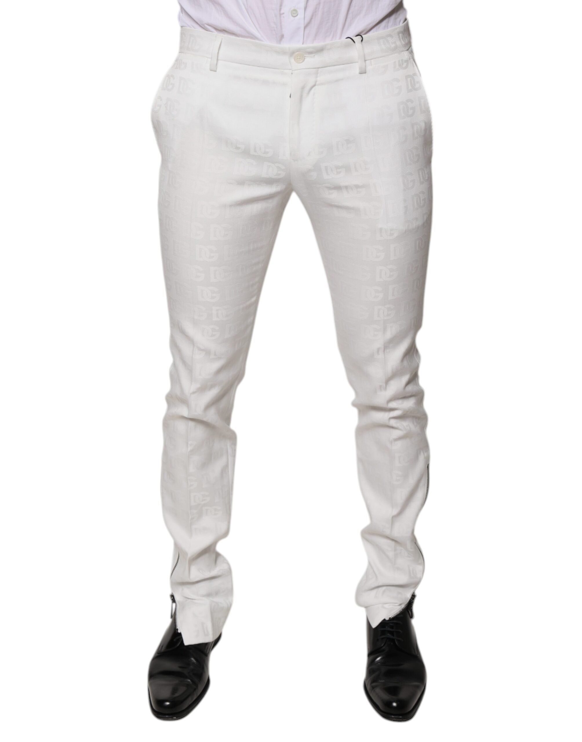 Dolce & Gabbana White Cotton Tapered Formal Dress Pants -   -  Dolce & Gabbana. Dolce & Gabbana White Cotton Tapered Formal Dress Pants -   -  Dolce & Gabbana.