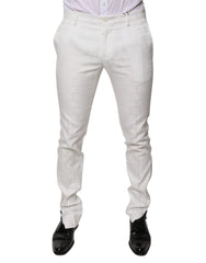 Dolce & Gabbana White Cotton Tapered Formal Dress Pants -   -  Dolce & Gabbana.