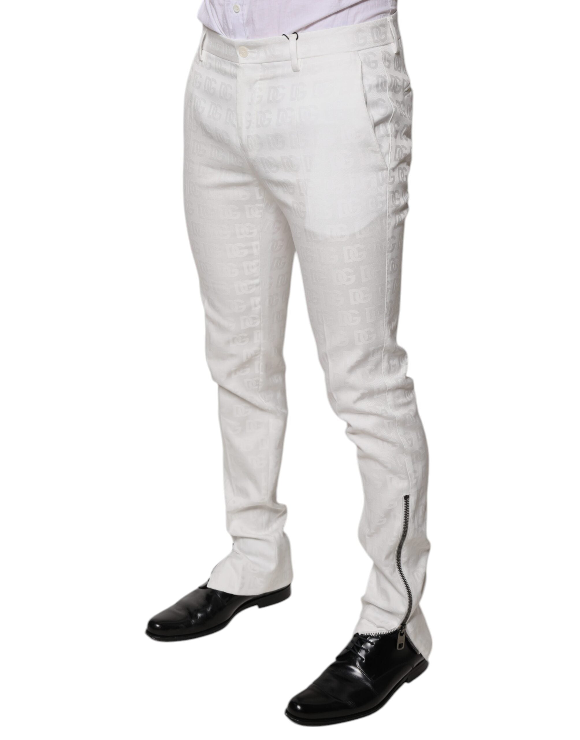 Dolce & Gabbana White Cotton Tapered Formal Dress Pants -   -  Dolce & Gabbana. Dolce & Gabbana White Cotton Tapered Formal Dress Pants -   -  Dolce & Gabbana.