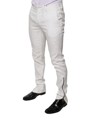 Dolce & Gabbana White Cotton Tapered Formal Dress Pants -   -  Dolce & Gabbana.