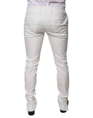 Dolce & Gabbana White Cotton Tapered Formal Dress Pants -   -  Dolce & Gabbana.