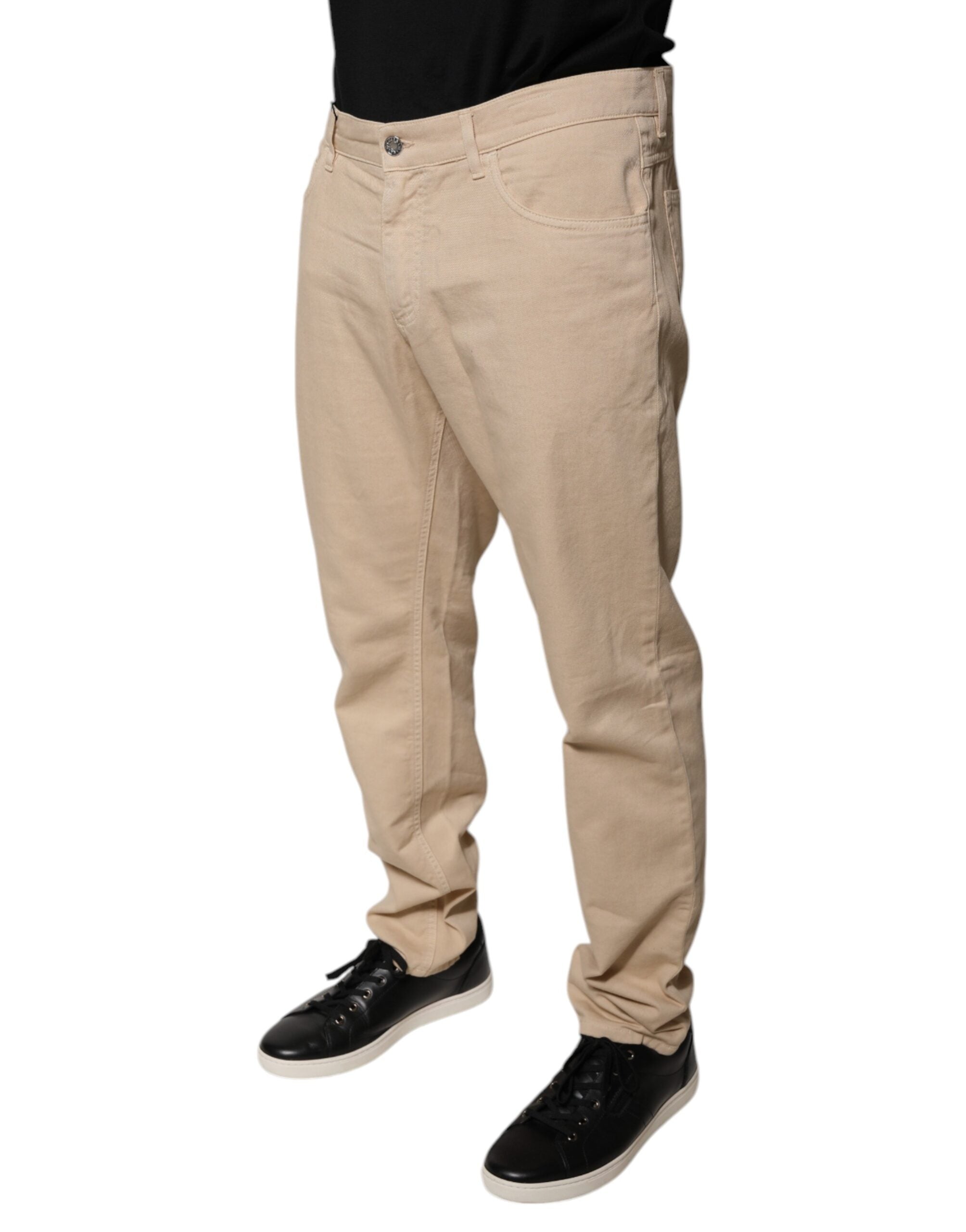 Dolce & Gabbana Beige Cotton Mid Waist Skinny Denim Jeans -   -  Dolce & Gabbana. Dolce & Gabbana Beige Cotton Mid Waist Skinny Denim Jeans -   -  Dolce & Gabbana.