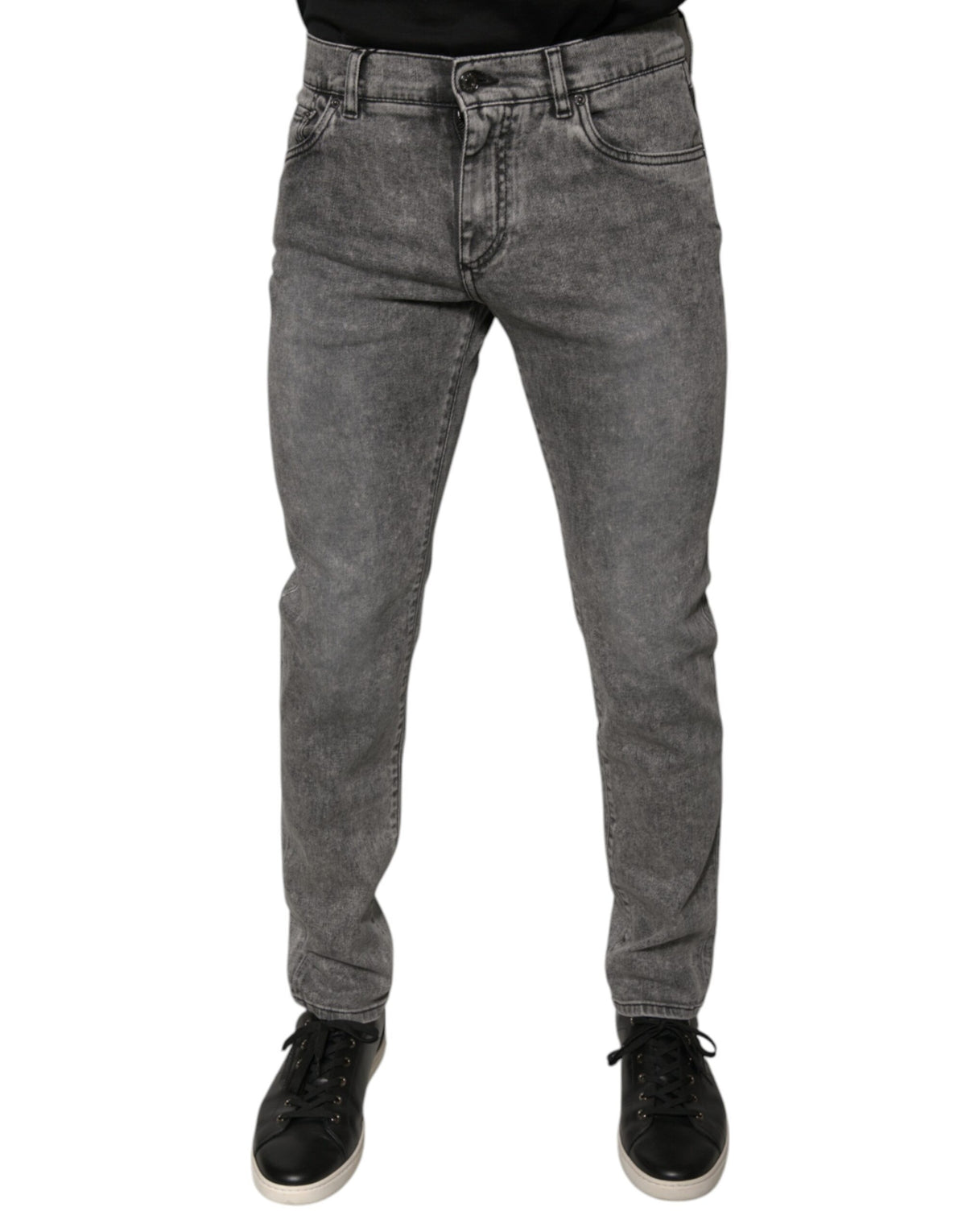 Dolce & Gabbana Gray Washed Cotton Skinny Denim Jeans -   -  Dolce & Gabbana.