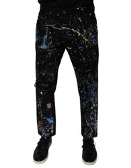 Dolce & Gabbana Black Color Splash Cotton Skinny Denim Jeans -   -  Dolce & Gabbana.