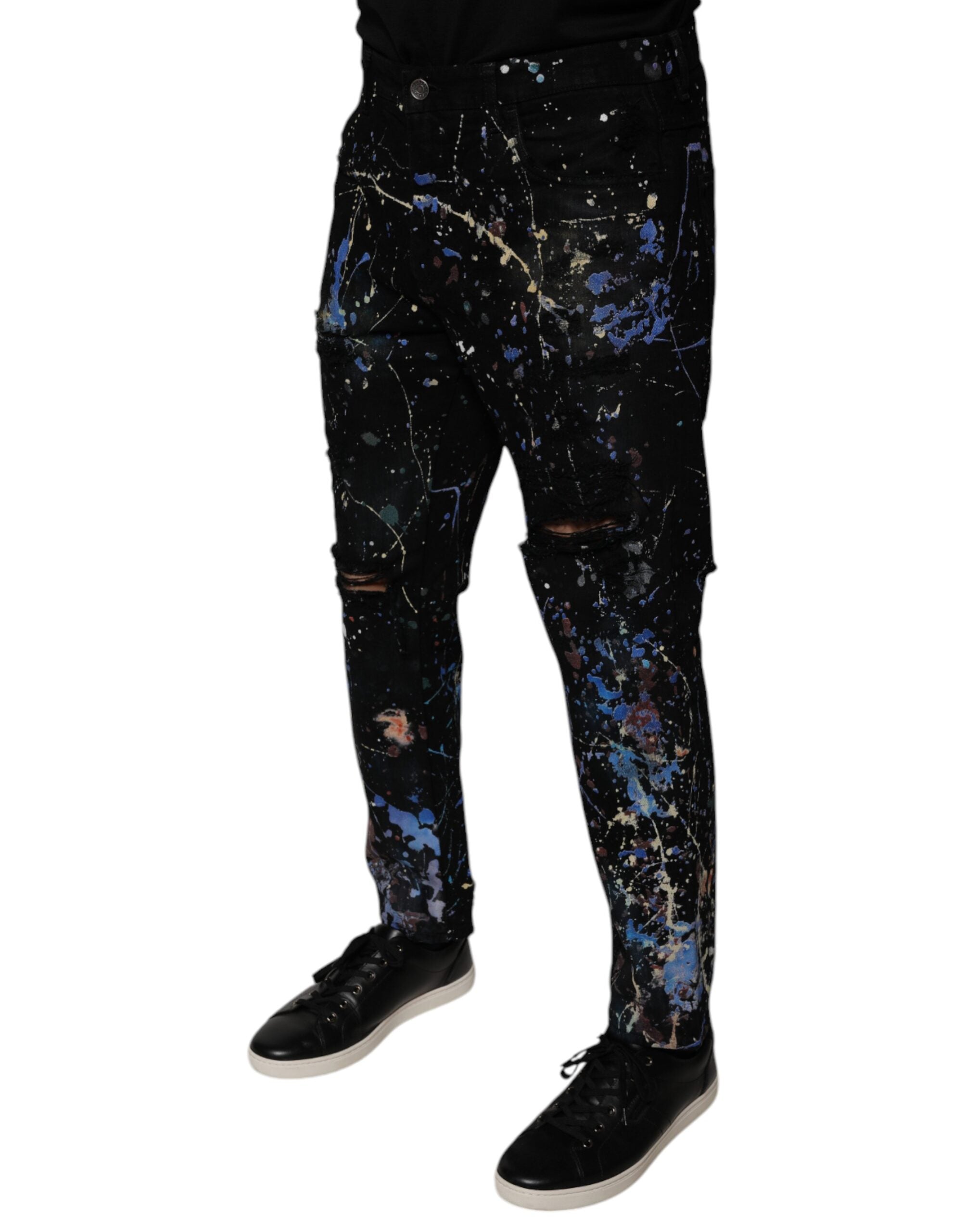 Dolce & Gabbana Black Color Splash Cotton Skinny Denim Jeans -   -  Dolce & Gabbana. Dolce & Gabbana Black Color Splash Cotton Skinny Denim Jeans -   -  Dolce & Gabbana.