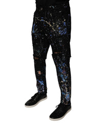 Dolce & Gabbana Black Color Splash Cotton Skinny Denim Jeans -   -  Dolce & Gabbana.