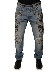 Dolce & Gabbana Light Blue Embroidered Skinny Denim Jeans - - Dolce & Gabbana.