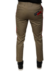 Dolce & Gabbana Brown Logo Men Casual Tapered Pants -   -  Dolce & Gabbana.