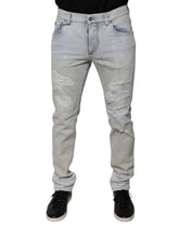 Dolce & Gabbana Light Blue Cotton Blend Tattered Skinny Denim Jeans -   -  Dolce & Gabbana.