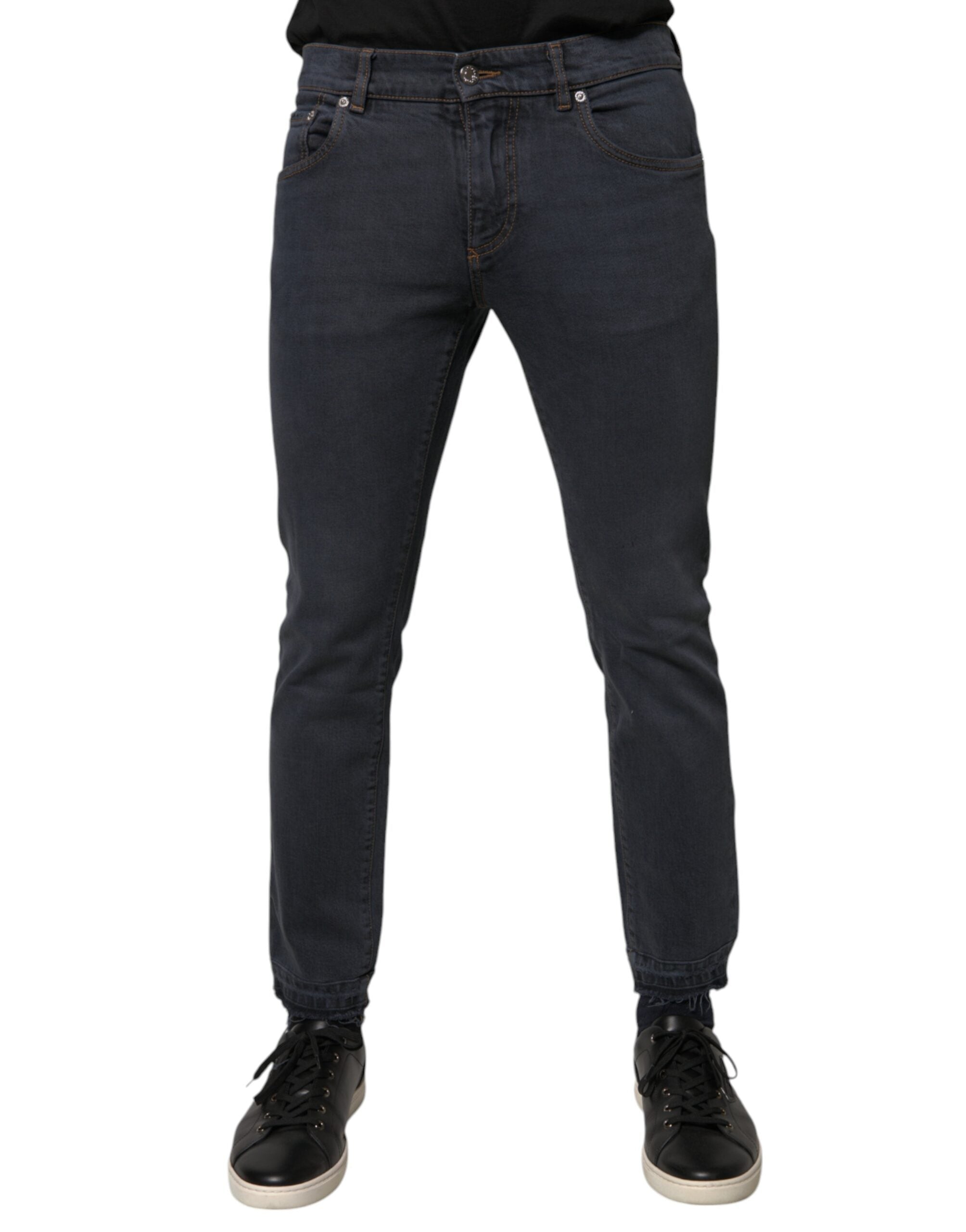 Dolce & Gabbana Dark Gray Cotton Skinny Denim Jeans - - Dolce & Gabbana.