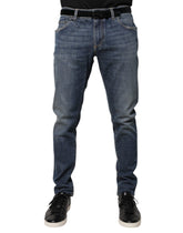Dolce & Gabbana Blue Logo Plaque Cotton Skinny Denim Jeans -   -  Dolce & Gabbana.