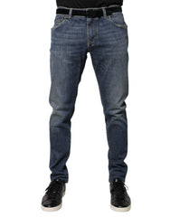 Dolce & Gabbana Blue Logo Plaque Cotton Skinny Denim Jeans -   -  Dolce & Gabbana.