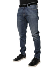 Dolce & Gabbana Blue Logo Plaque Cotton Skinny Denim Jeans -   -  Dolce & Gabbana.